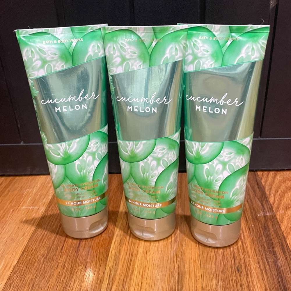 NEW Bath & Body Works Cucumber Melon 3 Piece CREAM Body Care Set